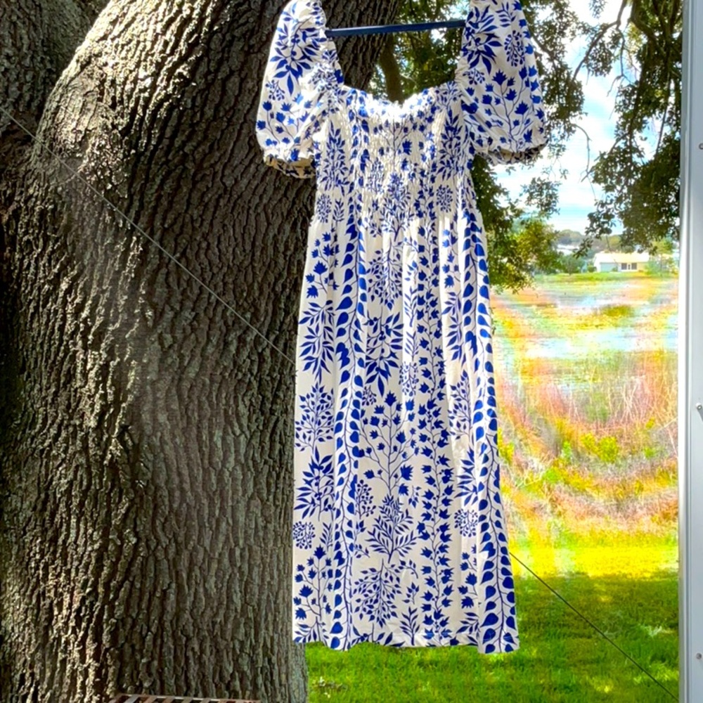 Floral Blue and White Women's Dress